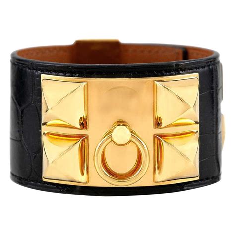 hermes bracelet leather and gold cuff|hermes black leather bracelet.